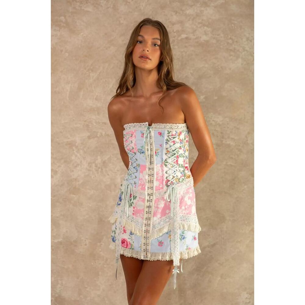 Fillyboo Cabbage Tree Lane Lace Up Corset Mini Dress | Size S | NWT